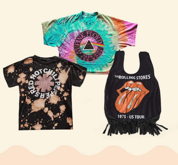 three retro tie dye shirts