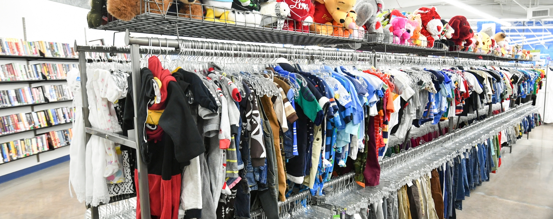 Racks of children clothing in a store