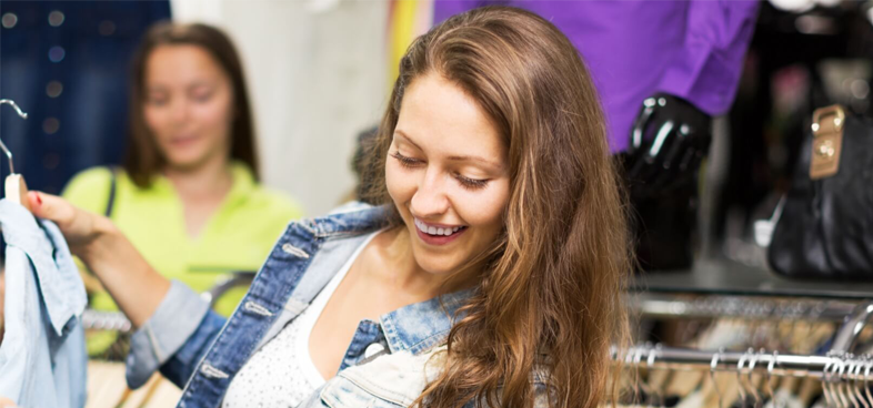 A women shopping for clothing